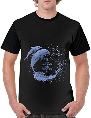 Quliuwuda Men's Dolphin Water Casual Style Party Black Shirt L Short Raglan Sleeve