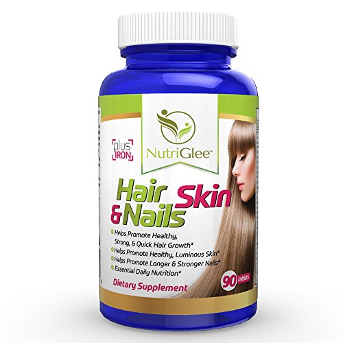 Hair Skin and Nails Vitamins Biotin SupplementÂ© ~NutriGleeâ„¢ â˜… Helps Promote Strong Growth & Beauty with *FREE* eBook ~ 27 Nourishing Ingredients ~ Full Supply of 90 Tablets ~ Third-party Tested & FDA Registered Facility