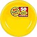Amscan Big Party Pack 50 Count Plastic Lunch Plates, 10.5-Inch, Sunshine Yellow