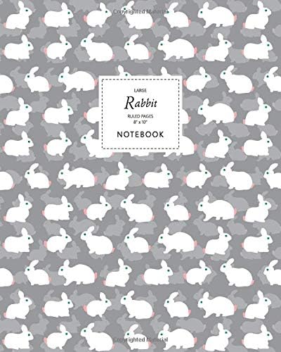 Rabbit Notebook - Ruled Pages - 8x10 - Large (Pastel Blue)