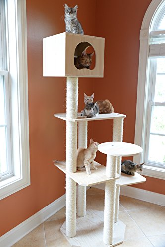 Armarkat S6905 Premium Solid Wood Cat Tree Tower, 69"