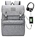 Laptop Backpack Men Women Business Travel Computer Backpack School College Bookbag Stylish Water Resistant Vintage Backpack with USB Port Fashion Grey Fits 15.6 Inch Laptop and Notebook primary