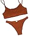 Mumentfienlis Women's Two Piece Solid Color Bikini Swimsuit Size M Brown