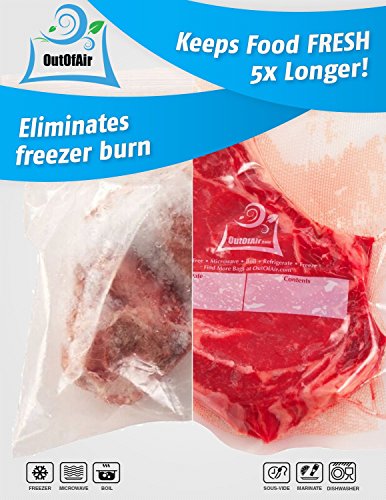 8" x 25' Rolls (Fits Inside Machine) - BULK 8 Pack (200 ft total) OutOfAir Vacuum Sealer Rolls for Foodsaver, Weston, Others 33% Thicker BPA Free FDA Approved Sous Vide Commercial Grade Bags - Thumbnail 6