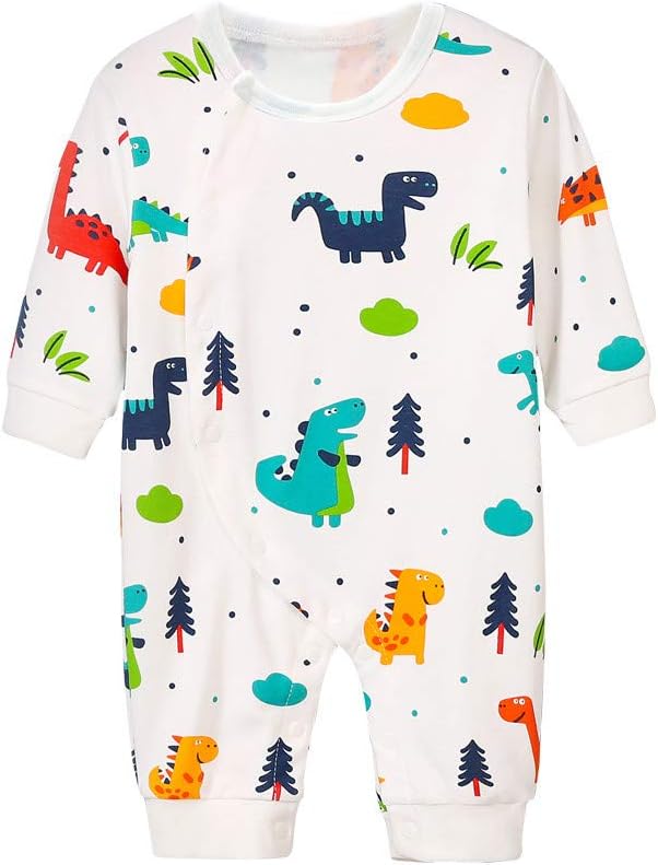 MORCHAN Baby Romper Boy Jumpsuit Outfits Cotton Toddler Boy Long Sleeve Dinosaur Printed Bodysuits Climbing Suit Clothes 0-24 Months 2-4 Years