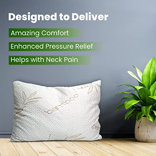 Sleepsia Bamboo Pillow Queen Size Adjustable Shredded Memory Foam Bed