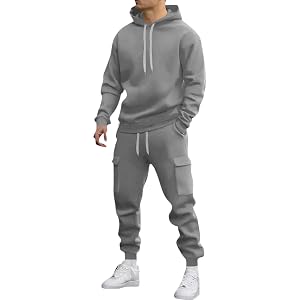 Sweat Suits Men 2 Piece Fleece Hoodies and Cargo Joggers Workout Sets | track suits mens big and tall long sleeve hooded swea