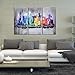 ARTLAND Modern 100% Hand Painted Framed Wall Art Colorful City 3-Piece Gallery-Wrapped Abstract Oil Painting on Canvas Ready to Hang for Living Room for Wall Decor Home Decoration 24x36inches