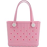 Forrader Rubber Tote Bag Small Beach Bag Waterproof Travel Bags Washable Tote Portable Handbag for Sports Beach Outdoor