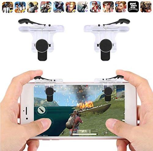 Mobile Game Controller Phone Holder and Six Finger Operation Trigger Touch Buttons Sensitive Shoot and Aim Keys L1R1 Shooter for PUBG/Fortnite/Rules of Survival/Knives Out for iOS and Android