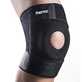 FREETOO Knee Brace Open-Patella Stabilizer Knee Support Adjustable Breathable Anti-Slip, for Sports, Exercise, Arthritis Pain Relief, Injury Recovery Black