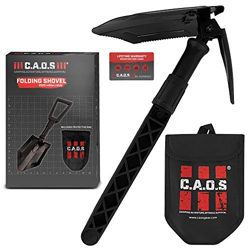 C.A.O.S Folding Shovel with Serrated Edge and Pickaxe Durable Shovels