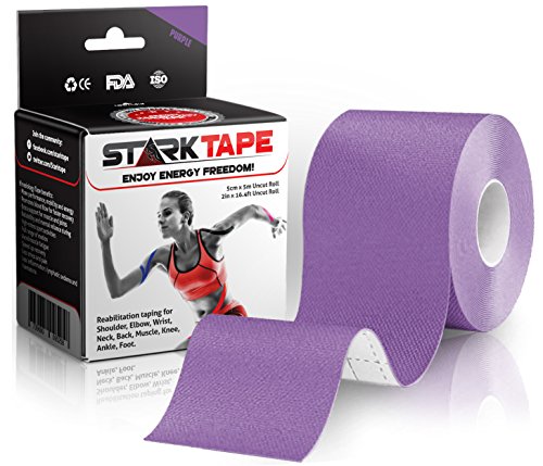 Kinesiology Athletic Tape for Athletes | Recovery Knee Taping for Sports Injuries Therapy, Ankle, Shoulder, Wrist, Plantar Fasciitis | Sticky Waterproof Latex Free Adhesive | Uncut 5 cm x 5 m Purple