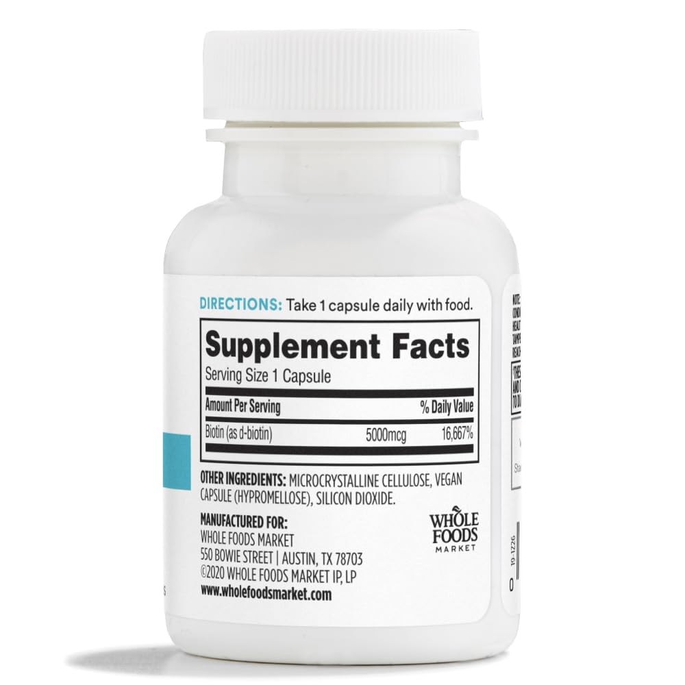 365 by Whole Foods Market, High-Potency Biotin 5000mcg, Vegan, 60 Count