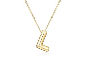 ESENY Gifts for Women,Bubble Letter Necklace Gold,14K Real Gold Plated,Initial Necklaces for Women Trendy,Birthday Gifts for Women Personalized (L)