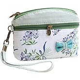 Cute Zipper Floral Coin Purses Small Flower Embroidered Change Pouch Women Girl Gift Bag Mini Flower Coin Wallet Vintage Trinkets Pouch(Green)