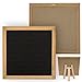 Wooden Black Aomoya Letter Board – with Stand, Brass Wall Hanger, Scissors, Bag, 300 White Letters and 10 Inch Sq. Oak Frame - for Instagram Bulletins, Family Messages, Kids Fun, Café Menus