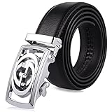 Vbiger Men's Leather Belt Business Belt Letter Style 1.38'' wide