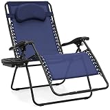 Best Choice Products Oversized Folding Zero Gravity Outdoor Reclining Lounge Patio Chair w/Cup Holder - Navy