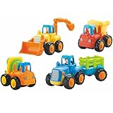 Set Of Four Colorful Construction Trucks For Toddlers, Fun Motion Learning Toy For Your Baby's Education And Early Sensory Development
