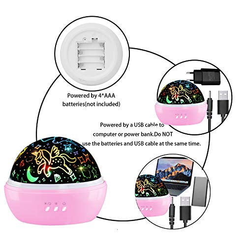 Night Light for Kids,Girls Unicorns and Star Light Projector 360 Degree Rotation 16 Colors Mode,Kawaii Room Decor,Unicorn Gifts for Kids Bedroom