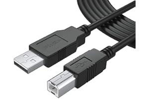PWR+ Midi Cord Cable 12Ft Extra Long USB-2.0 Cable Type-A to Type-B High Speed for Audio Interface, Midi Keyboard, USB Microphone, Mixer, Speaker, Monitor, Instrument, Strobe Light System Mac PC