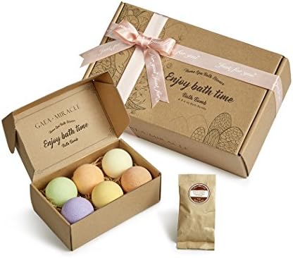 Bath Bombs Gift Set - GAEA MIRACLE Handmade SPA Bombs Fizzing with Organic and Natural Ingredients-Soothe 6 x 4 oz Dry Skin Relaxation-A Great Thanksgiving Gift for Kids, Girls, Mom, and Her