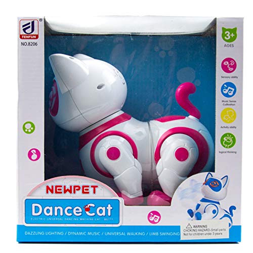 Toytykes Electronic Robot Walking Cat, Robotic Dance CatInteractive Kids Toy Kitty Walks Meows
