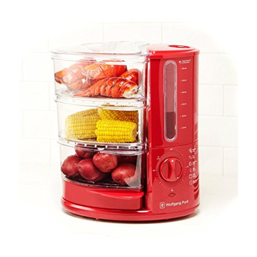 Wolfgang Puck 1400-Watt 3-Tier Rapid Food Steamer - Red BERFS010