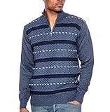 Enimay Men's Classic Style Striped Mid Zip Up Slim Fit Cardigan Sweater