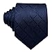 Barry.Wang Plaid Ties Check Mens Necktie Set with Handkerchief Cufflinks Classic Stripe Blue Navy Solid