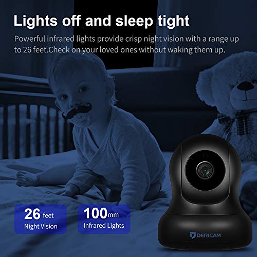 HD Home Security Camera, Wireless WiFi Camera with an Additional 5db Powerful Antenna for Home Monitor, Pan/Tilt Control, 4X Digital Zoom, Night Vision (Black)