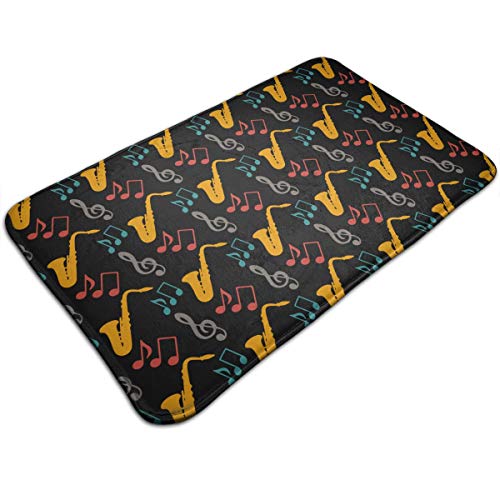 WOWINNER Music Notes Saxophone Black Non Slip Floor Mat Super Soft Floor Mat Machine Washable Bath Rug Super Absorbent Thick and Durable Bath Rugs 19.7 X 31.5 Inches - Thumbnail 4