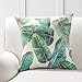 Phantoscope Set of 4 Tropical Palm Leaves Plant Printed Throw Pillow Case Cushion Cover, Dark Green, 18 x 18 inches, 45 x 45 cm