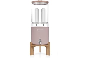 FACHIOO All Glass Gravity Fed Water Filter System, 2.25 Gallon Multifunctional Water Purifier with 2 Ceramic Filter, Wooden C
