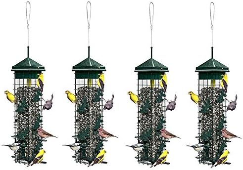 Brome Squirrel Solution200 5.5"x5.5"x30" (w/hanger) Wild Bird Feeder with 6 Feeding Ports, 3.4lb Seed Capacity, Free Seed Funnel (4-(Pack))