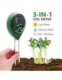 [2019 actualizado] Medidor de humedad del suelo   Kit de prueba de suelo 3 en 1 Herramientas de jardinería para pH, luz y humedad, probador de plantas para el hogar, granja, césped, interiores y exteriores (no se necesitan baterías)