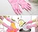 Foyojo 4-Pairs Reusable Waterproof Household Nitrile Gloves for Kitchen Dish Washing Laundry Cleaning Medium Car-Washing