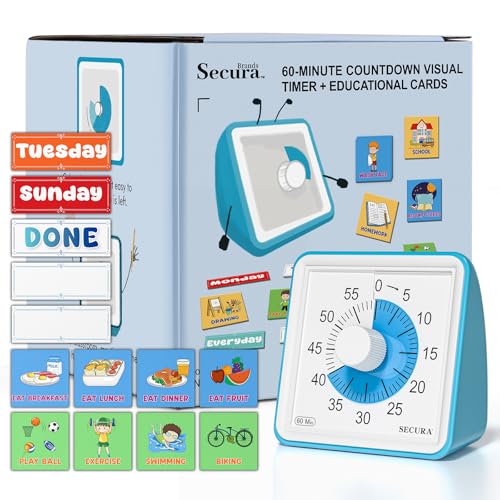 Secura Montessori Time Schedule Tasks, Special Education Autism Sensory Products, Sensory Timer with to-Do List, 60 Minute Visual Timer for Kids with Autism, ADHD Tools for School, Classroom, Home