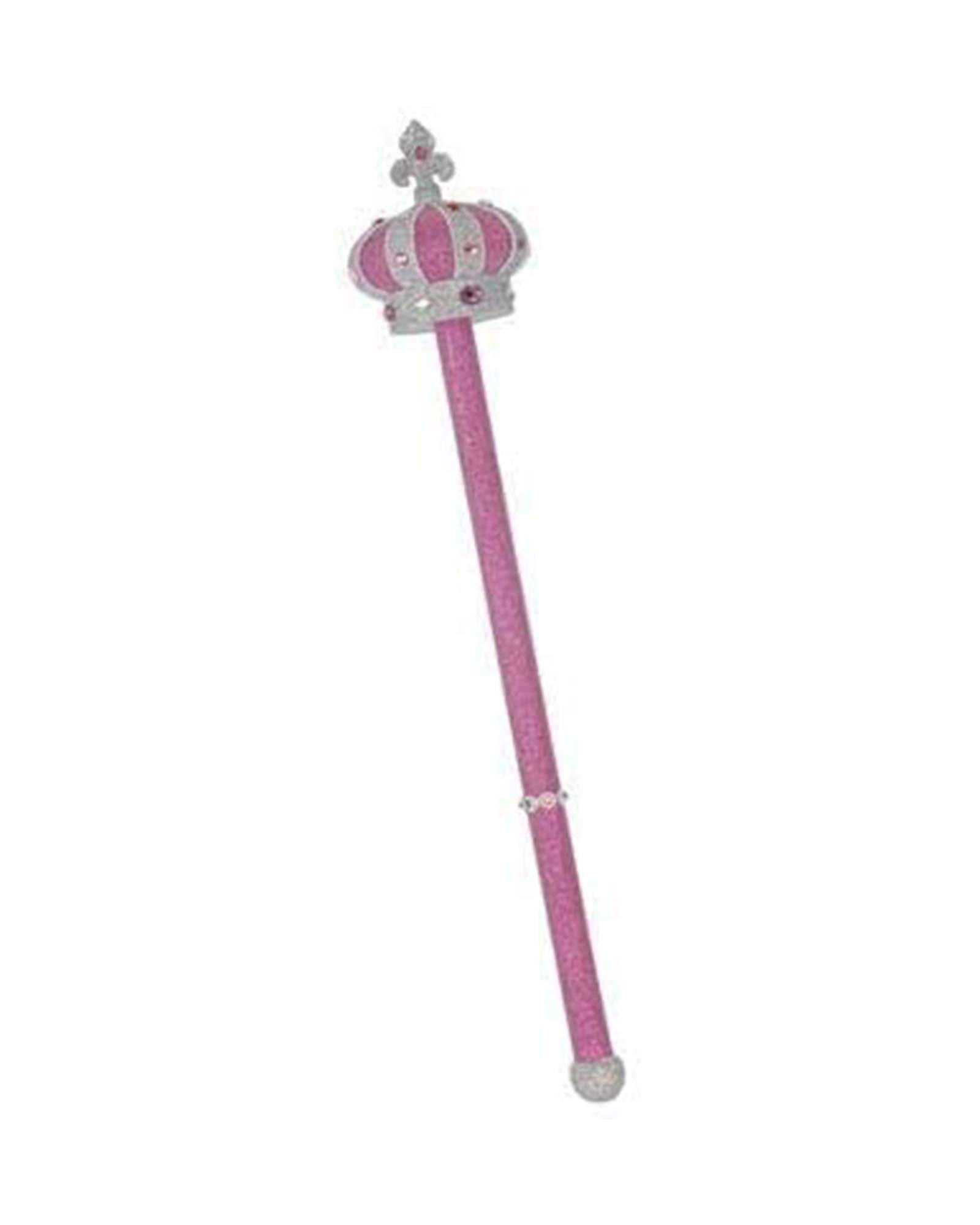 Dress Up America Princess Royal Event Pink Scepter - Glittered Pink Princess Wand with Jeweled Orb, 20″ Magical Role-Play Accessory for Girls, Costume Parties & Dress Up Adventures