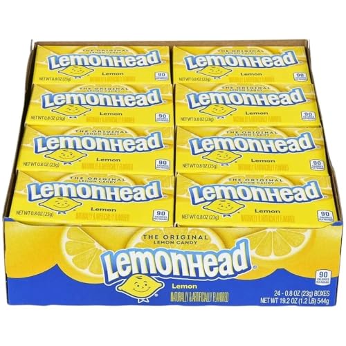 LEMONHEAD HARD LEMON CANDY, 0.8 OUNCE BOXES (PACK OF 24)
