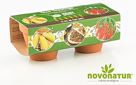 Kit cultivo, kit huerto urbano niños de 2 mini macetas de Pimiento ...