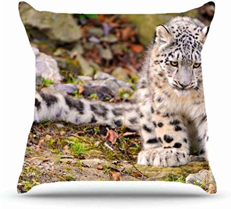 Throw Pillowcase 18 X 18 Inches 100% Cotton Pillowcases Decorative Cushion Covers with Hidden Zipper Decor - Animals snow leopard grass s sit predator big cat autumn For Car