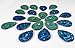 20 Pcs Peacock Blue & Green, Iridescent Flat Back Teardrop Beads Cabochons