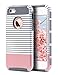ULAK Case for iPhone 5/5S/SE, Slim Fit Protection Case Hybrid Scratch Resistant Hard Back Cover Shock Absorbent TPU Bumper Protective Case(Minimal Rose Gold Stripes+Grey)