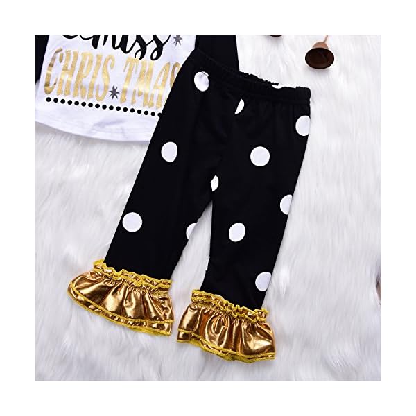 3Pcs Baby Gilrs Christmas Star Letters T-shirt Top+Long Dot Bronzing Pant+Headband Warm Outfit - Image 6