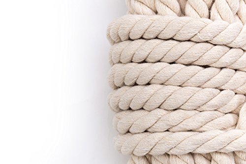 Tosnail-Three-Strands-of-White-Twisted-Cotton-Ropes-35-inch-Diameter-33-Feets-Length Tosnail-Three-Strands-of-White-Twisted-Cotton-Ropes-35-inch-Diameter-33-Feets-Length