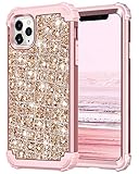 Hekodonk Compatible iPhone 11 Pro Max Case 3D Luxury Sparkle Glitter Shiny Heavy Duty Hybrid Sturdy Armor Defender High Impact Shockproof Protective Cover for Apple iPhone 11 Pro Max Bling Rose Gold