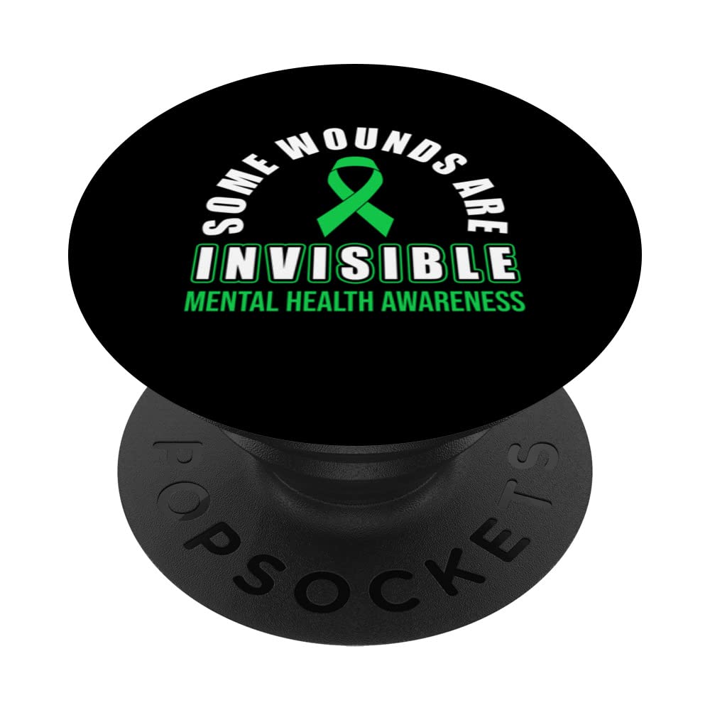 Some Wounds Are Invisible Mental Health Awareness Ribbon PopSockets Swappable PopGrip