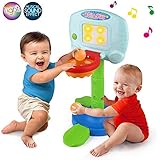 LotFancy Basketball Hoop for Kids Toddlers, Infant 2 in 1 Sports Toy Set, with Light and Music Sound Effect, Baby Electronic Interactive Learning Toy, 18 Months Above, Battery Included
